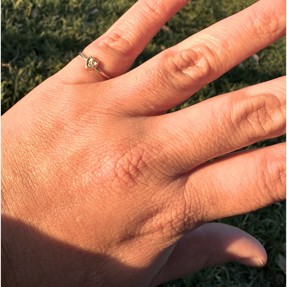 14K Tiny Gold Heart ring, with a tiny diamond in the center